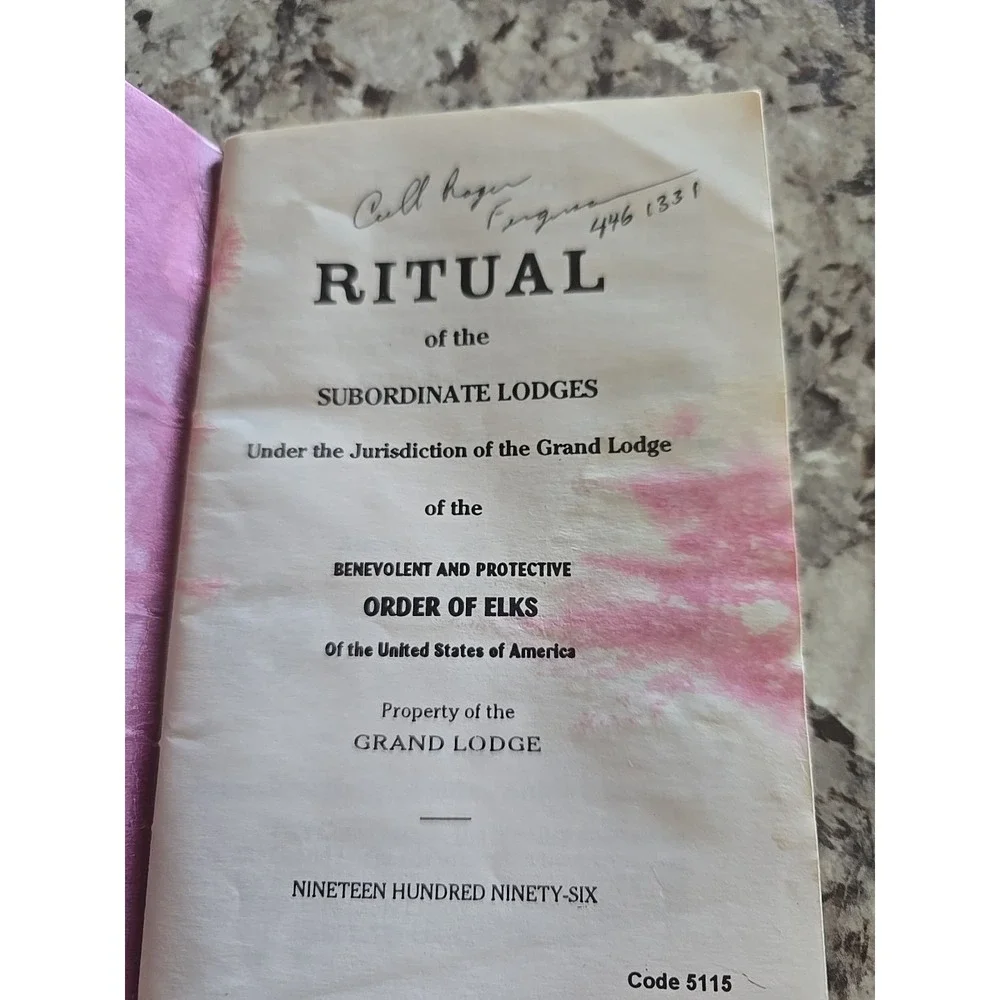 Vintage‎ 1996 BPO Elks Ritual Book / Guide 76 pages - Fraternal Club
